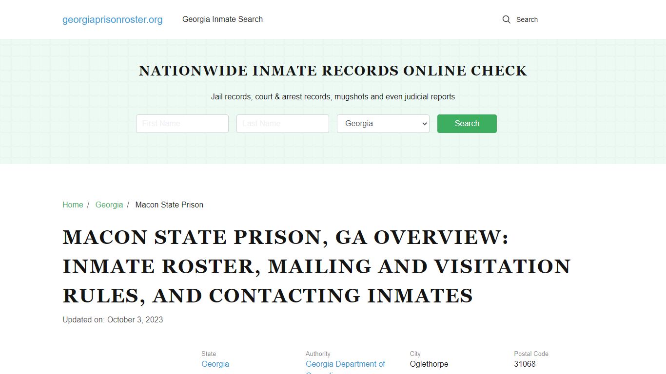 Macon State Prison, GA: Inmate Search, Visitation & Contacts